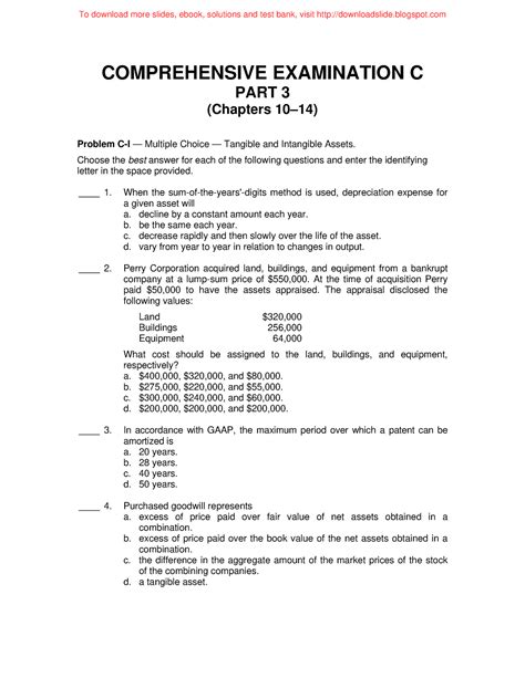 Comprehensive Exam C Mock C COMPREHENSIVE EXAMINATION C PART 3