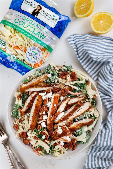 Caesar Coleslaw Kale Salad With Crispy Panko Chicken Josie S Organics