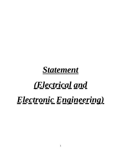 Personal Statement Electric And Electronic Engineering