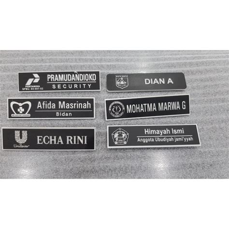 Jual Nama Dada Papan Nama Name Tag Grafir Laser Murah Nametag Ukir