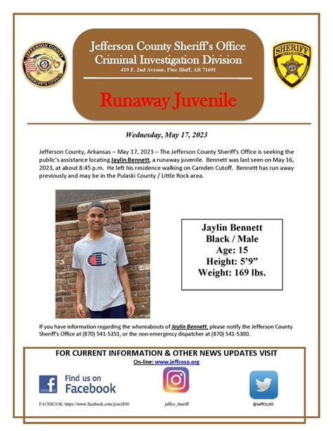 Jcso Seeks Help Locating Runaway Juvenile 05 17 2023 Press Releases