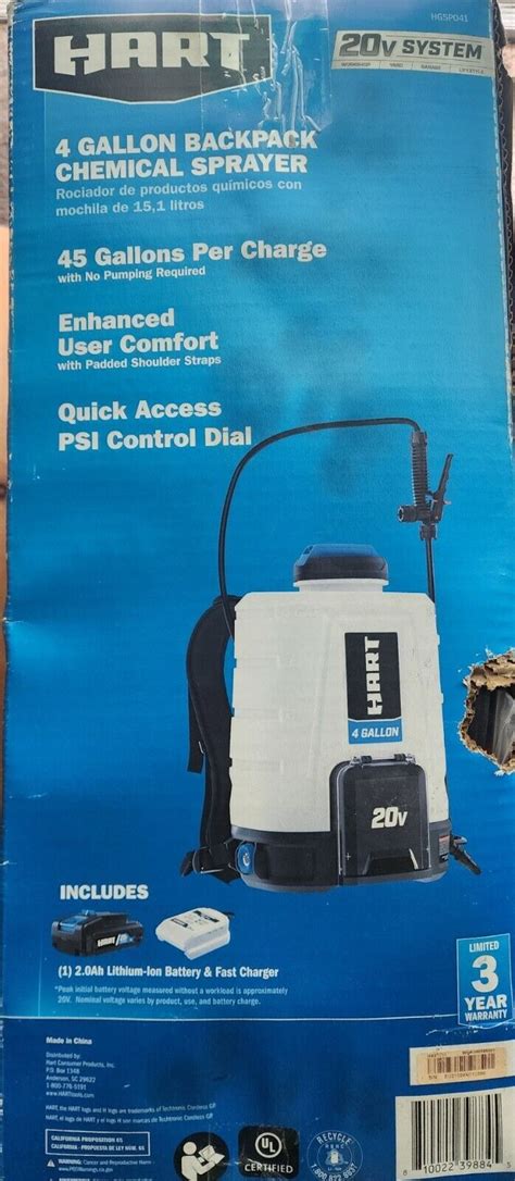 NEW HART 20Volt Cordless 4 Gal Backpack Chemical Sprayer Kit 1 2