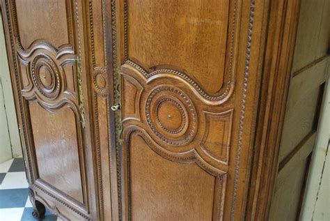 Antique French Brittany Normandy Carved Oak French Armoire Linen