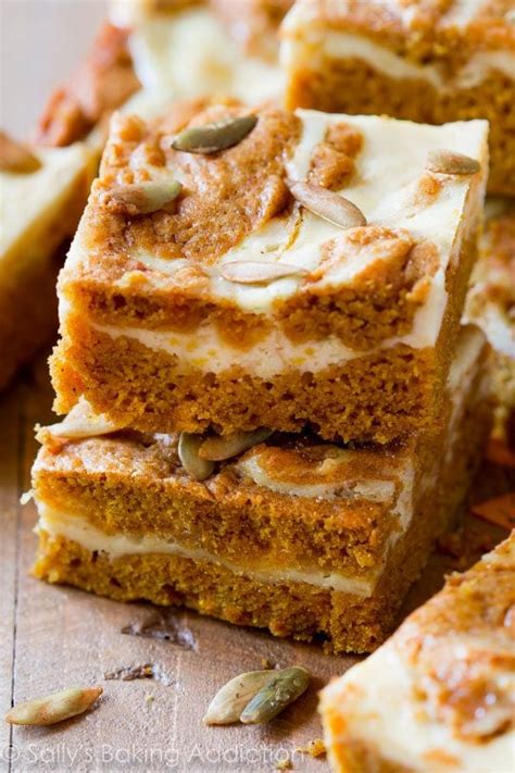 Pumpkin Cream Cheese Swirl Bars Sallys Baking Addiction