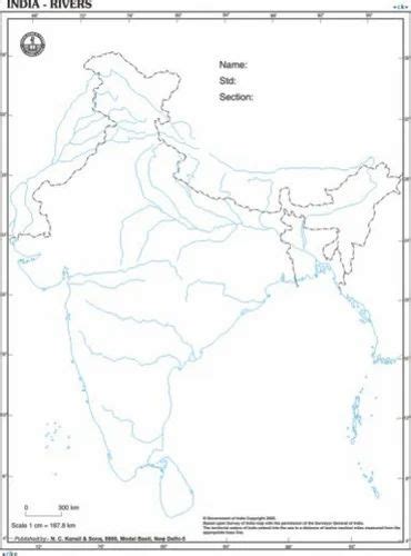 Map Of India With Rivers, Desk Outline Maps | Model Basti, New Delhi ...