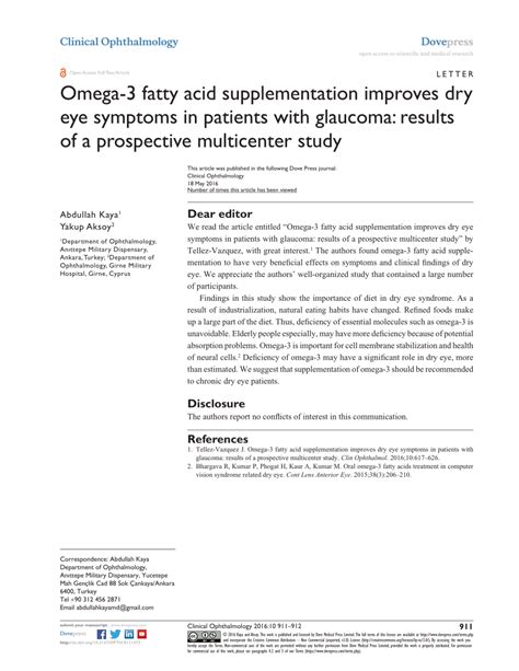 PDF Omega 3 Fatty Acid Supplementation Improves Dry Eye Symptoms In