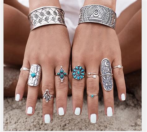 New Design Bohemian Ladies Full Finger Ring 9 Rings 1 Sets - Buy ...