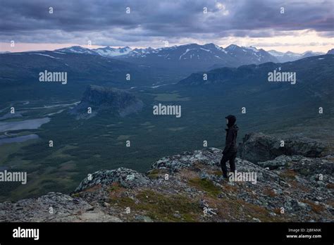 Young woman hiking in Rapa Valley, Sweden Stock Photo - Alamy