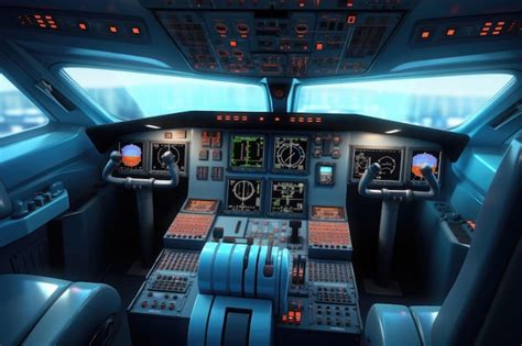 Premium AI Image | Pilot flight deck in civil airplane Plane cockpit ...