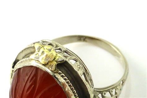 Antique Vintage 14k Solid Gold Carnelian Art Deco Ret Gem