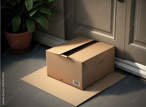 Cardboard Boxes Infront Of Door Ai Generated Stock Illustration