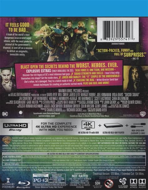 Suicide Squad 4K Ultra HD Blu Ray UltraViolet Blu Ray 2016