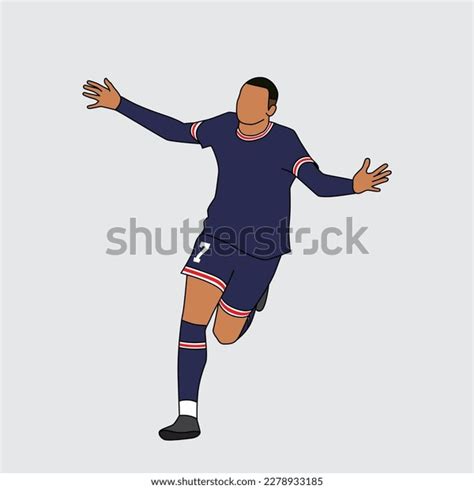 Kylian Mbappe Running Goal Celebration Cartoon Stock Vector (Royalty ...