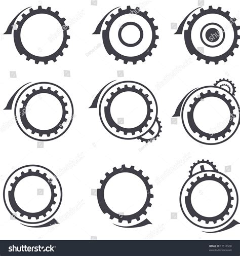 Set Of Gear Wheels Vector Logos And Graphic Royalty Free Stock Vector