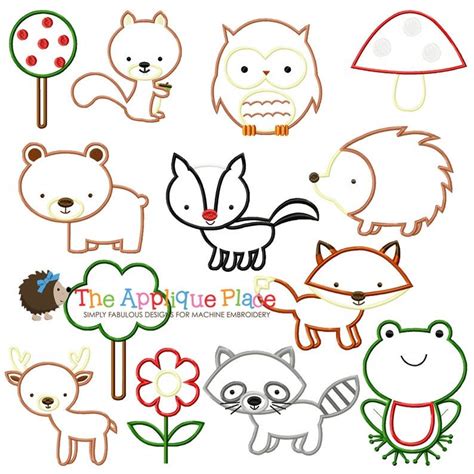 Woodland Animal Applique Designs Instant Digital Download Etsy