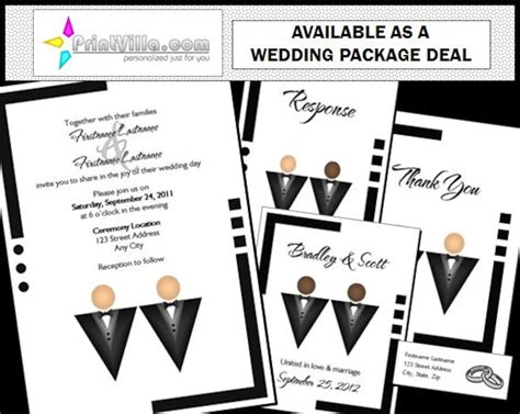 Invitaciones De Boda Gay Conjunto De Plana X Invitaciones Boda De Tux Negro Elecci N De