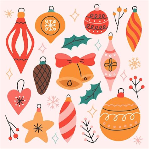 Conjunto De Juguetes De Rbol De Navidad Ilustraci N Vectorial En