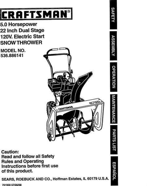 Craftsman User Manual Hp Snow Thrower Manuals And Guides