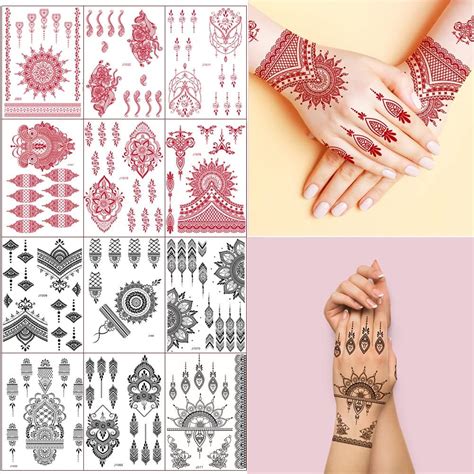 8 Sheets Temporary Tattoo Stickers Lace Sexy Body