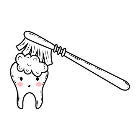 Cepillarse Los Dientes Higiene Y Odontología Pasta De Dientes En Cepillo Lindo Vector Doodle