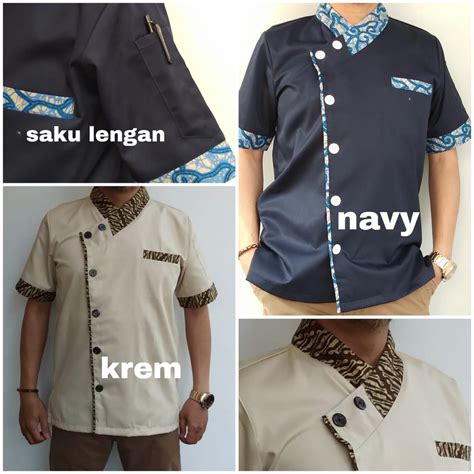 Jual Baju Chef Batik Kombi Untuk Pria Model A Shopee Indonesia