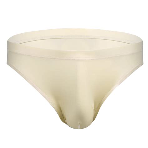 JanJean Men S Silky Ice Silk Ultra Thin Bikini Swim Briefs Bulge Pouch Underwear Swimwear Nude