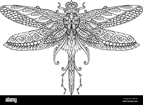 Mandala Dragonfly For Coloring Engraving Printing And So On Vector