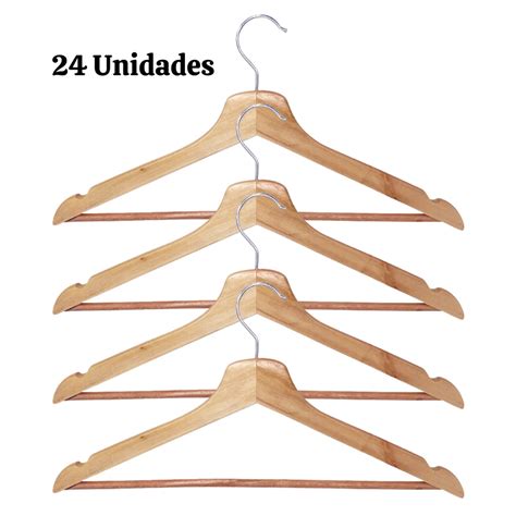 Kit 24 Unidades Cabide De Madeira Marfim Verniz Shopee Brasil