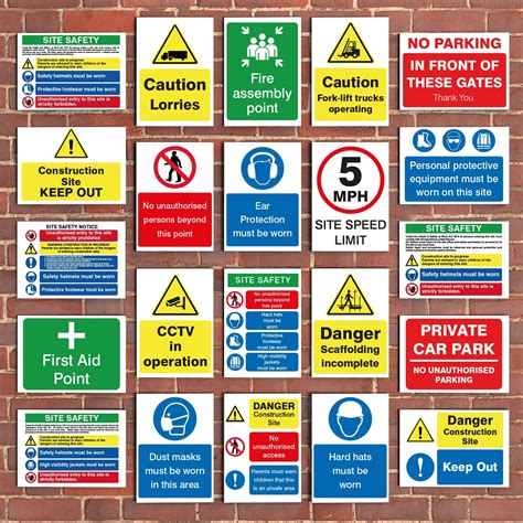 Construction Site Health and Safety Signs Metal / Plastic Boards ...