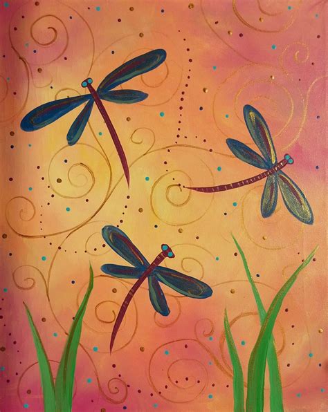 Art Gallery CanvasAndChardonnay Dragonfly Painting Dragonfly