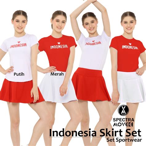 Jual Setelan Merah Putih M 2xl Indonesia Skirt Set Kostum Agustusan