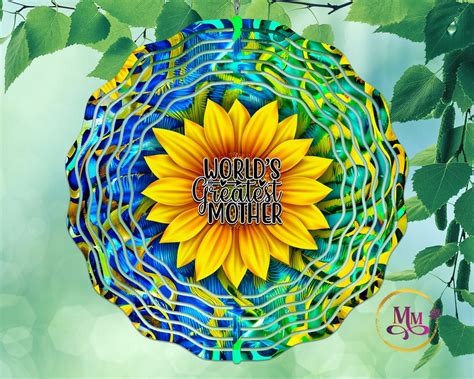 Digital Wind Spinner Design Sunflower Greatest Mother Ever - Etsy