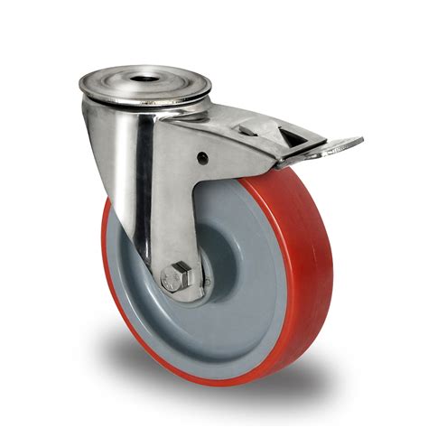 Bolt Hole Swivel Castor with Total Brake Ø 125 mm Series N2U6 Roller