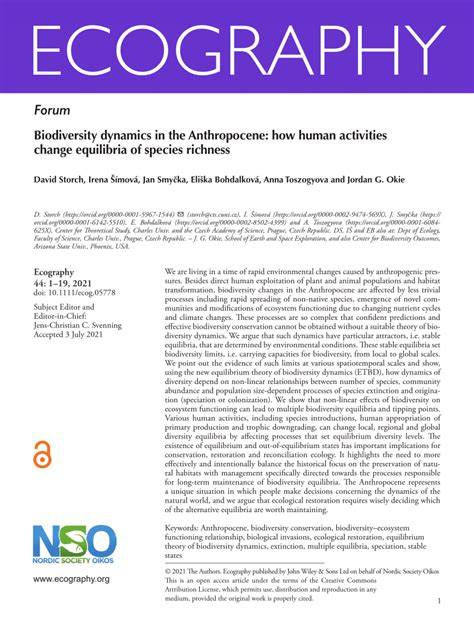 (PDF) Biodiversity dynamics in the Anthropocene: how human activities ...