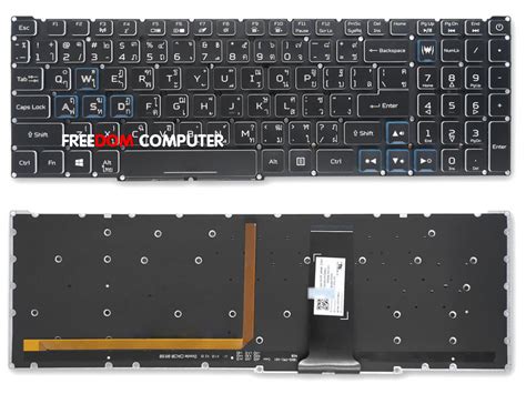 Keyboard คีย์บอร์ด Acer Nitro 5 An515 54 Black Predator Helios 300 Ph315 52 Ph317 53 ไทย อังกฤษ