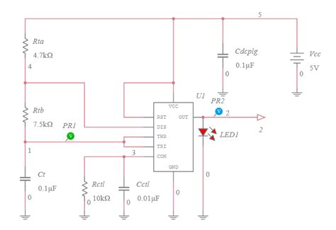 555 Timer 50 Duty Cycle Astable Multivibrator Control Voltage Set To