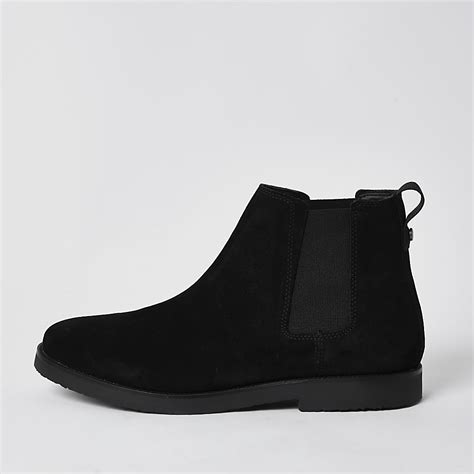 Black suede chelsea boots | River Island