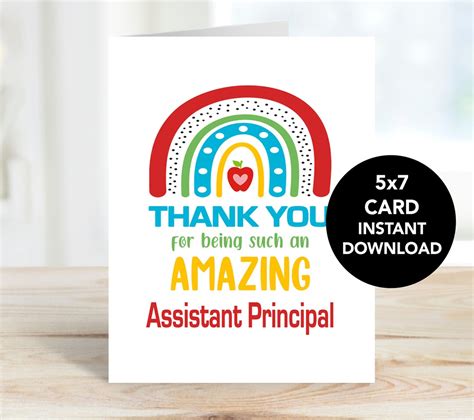 Assistant Principal Card Assistant Principal Thank You Card Assistant Principal Retirement