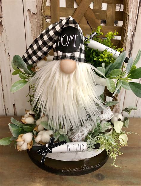 Rae Dunn Inspired Gnome Buffalo Plaid Home Farmhouse Gnome Etsy