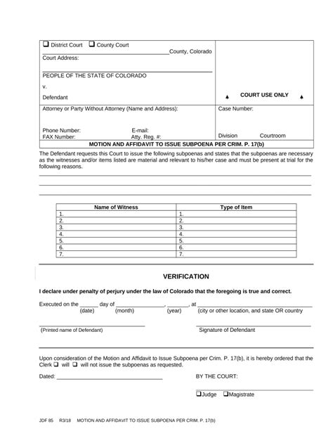 Colorado Subpoena Fill Out Sign Online DocHub