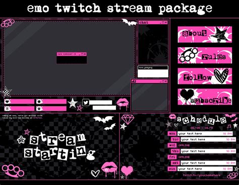 Emo Animated Stream Package | Twitch Overlay | Pink Black Custom Vtuber