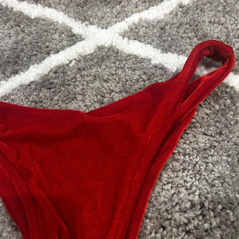 Velvet Red Bikini Top And Bottom Small Depop