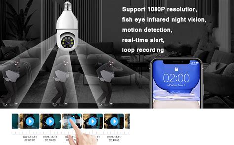 Nicoone Light Bulb Security Camera 1080P WiFi Home Camera 360 Rotate