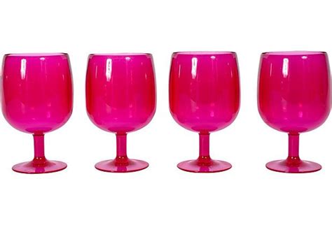 Hot Pink Melamine Wine Glasses Set Of 4 On Pink Wine Glasses Hot Pink Decor