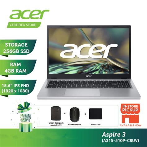 Acer Aspire 3 A315 510p C8uv Laptop N100 4gdr5 256ssd 156 Ips