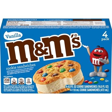 M&ms Vanilla Ice Cream Cookie Sandwiches - 4ct : Target