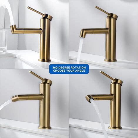 Lonheo Grifo De Lavabo Dorado Con Salida De Agua Giratoria