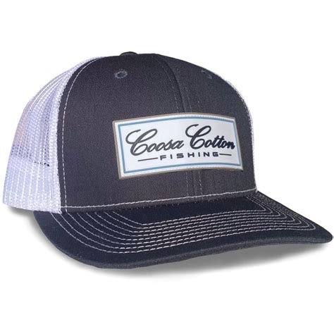 Trucker Hat Navy White White Patch Coosa Cotton