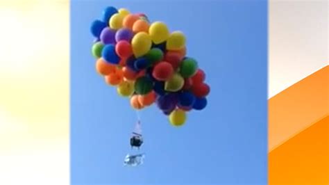 Man Lofts Into Air In Lawn Chair With 101 Helium Balloons