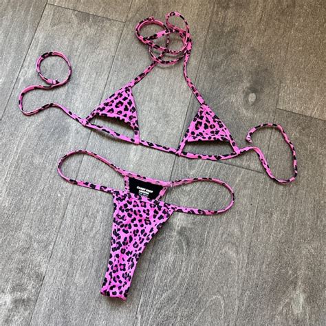 Dolls Kill Swim Dolls Kill Pink Leopard Print Thong Micro Bikini Set Poshmark
